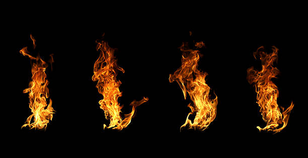 istock Black background fire, flames with torches and textures with splitting power effect, can grill red, burning with burning smoke and sparks in barbecue grill fire 2207720005