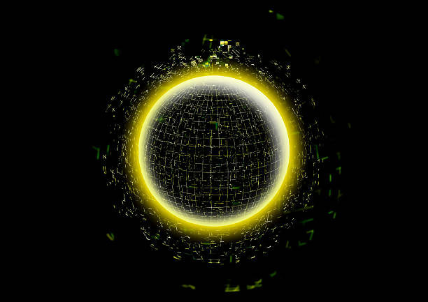 3d illustration of a luminous light planet on a black background with text space