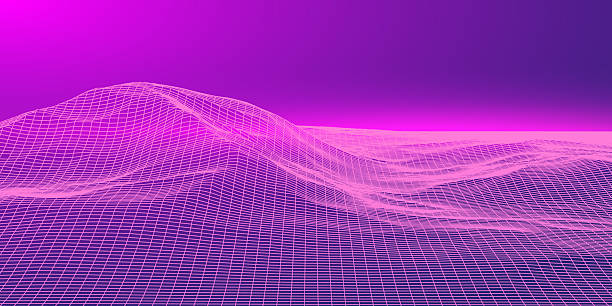 istock Cyberspace neon mountine. Retro futuristic neon grid background. 80s design. Vector illustration 2207728913