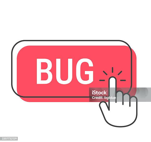 Create A Bug Button Bug Click Button With Hand Cursor On White Background Stock ...
