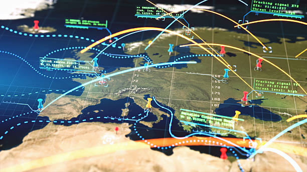 istock Digital battlefield infographic map of Europe 2207733690