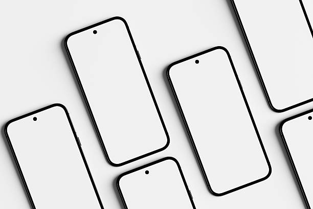 istock Clay smartphones with blank white screen are lying on white background 2207733830