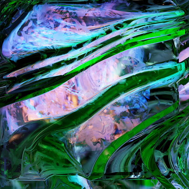 istock Abstract composition displays fluid shapes in vibrant greens and purples, creating a mesmerizing visual effect. 3d render 2207738285