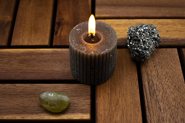 istock esoterics, decor from natural material, citrine and pyrite 2207739023