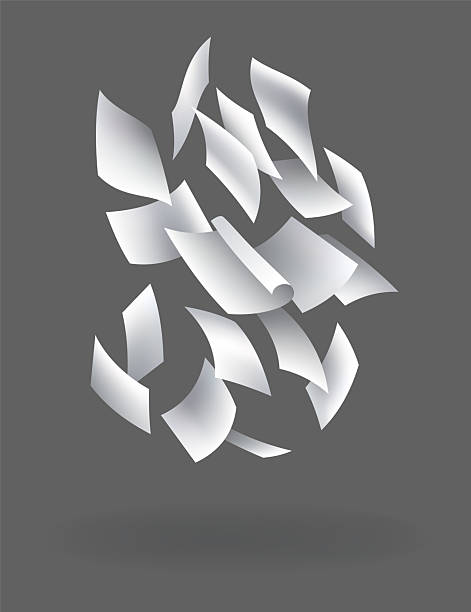 istock Falling paper sheets. Set of flying curved leaves of paper. Vector loose soar of notes with curled edges. Fly scattered notes, empty chaotic paperwork 2207741017