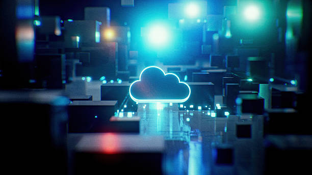 Digital cloud concept background. Cloud computing solutions and evolution. Futuristic cloud icon in world of technological progress and innovation. Cloud computing background Cloud icon concept background. Cloud computing solutions and evolution. Futuristic cloud icon in world of technological progress and innovation. Cloud computing background cloud security services stock pictures, royalty-free photos & images