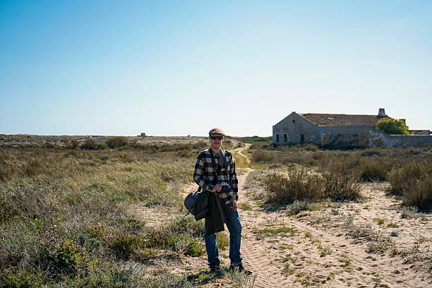 Exploring the Algarve landscape with a camera during a sunny day