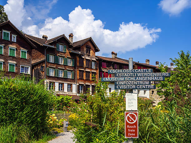 Werdenberg, Switzerland - August 16, 2024: Werdenberg is a town with historical town charter in the eastern Swiss canton of St. Gallen. It is the smallest town of Switzerland.
