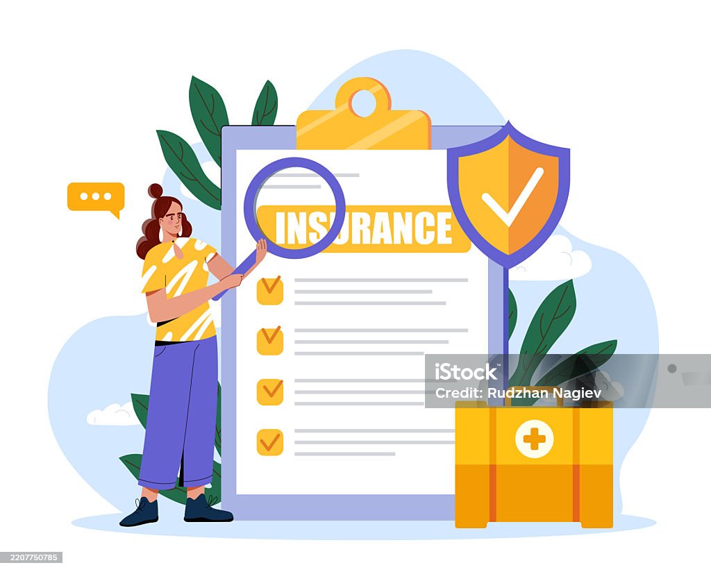 Checking Insurance Woman Checking Insurance Document Sheet Vector Illustration Stock ...