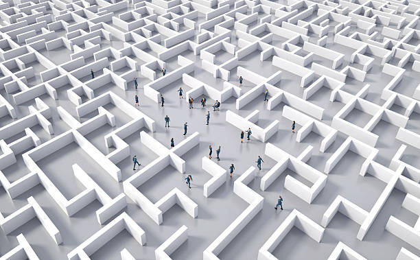 istock Group of professional people, business people are working in labyrinth, solving the problems and finding solutions. Abstract environment 3d rendering 2207751050