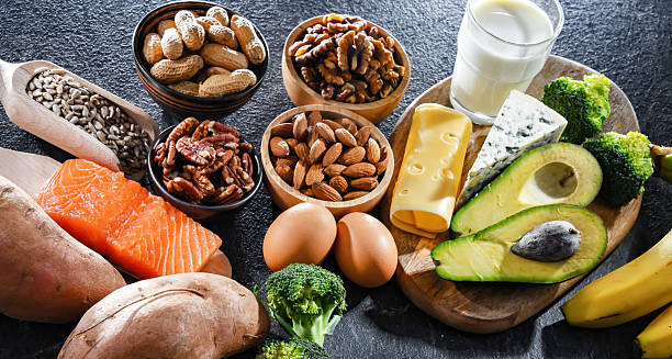 istock Composition with food products rich in biotin 2207751205