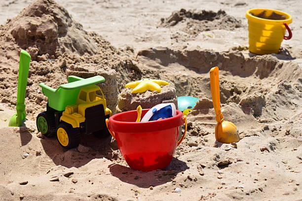 istock Children's beach toys on sand on a sunny day. 2207751210