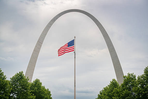 istock American Flag and Gateway Arch National Park 2207751384