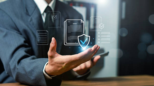 istock Businessman checking steps through a virtual online document with a list of checkboxes Concepts of practices and policies, regulation, Terms and conditions ,Evaluate quality and efficiency 2207754101