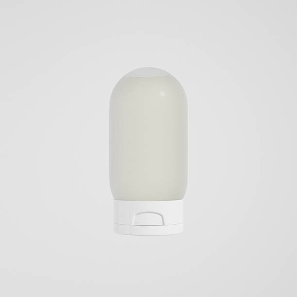 istock Upside down bottle mockup, Squeeze Lotion Bottle with Flip Top Cap packaging, cylindrical liquid containers, front view of inverted shampoo bottle mockup, translucent plastic cosmetic bottle mockup 2207754617