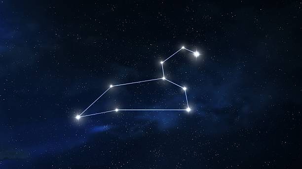 Leo Constellation in the Night Sky. Stars on a dark background. Astrological image of the zodiac sign.