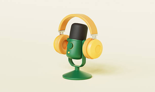istock Podcast Microphone and Headphone for Audio Recording. 3D Rendering. 2207760032