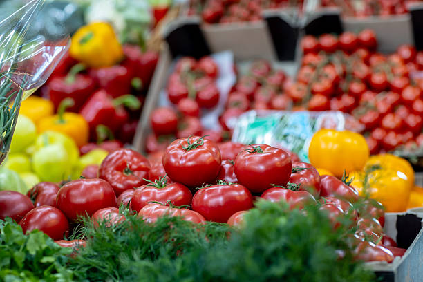 istock Fresh vegetables on the market counter 2207769801