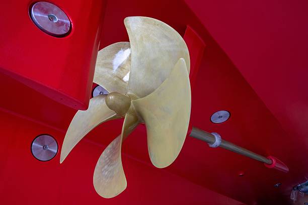 Ship building industry. Building a super yacht. Luxury and wealth. Ship propeller