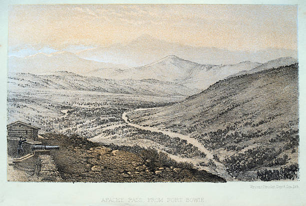 American Wild West, Apache Pass, from Fort Bowie,  Arizona, Vintage illustration, 1860s, 19th Century