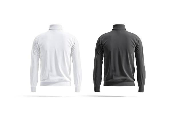 istock Blank black and white turtleneck sweater mockup, back view 2207780562