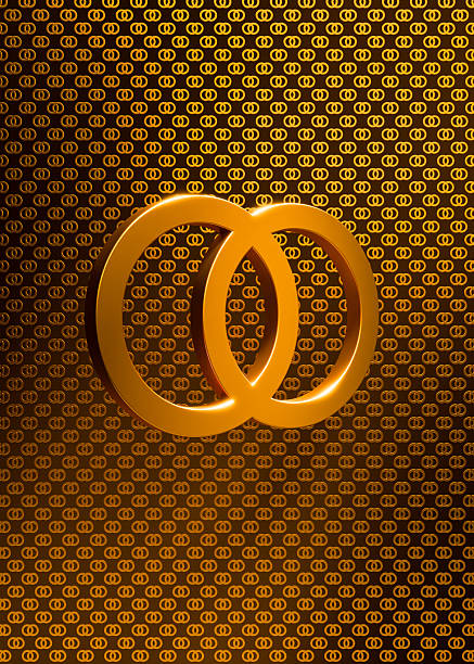 3d Render Gold Wedding Rings, For Engagement, Wedding, Love and Valentine's Day Concepts (İsolated on white & Clipping path)