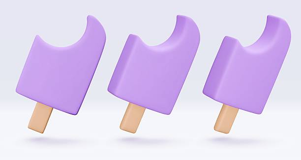 istock Set bitten Ice cream, purple icon, 3d render. Design elements. Realistic sweet fast food icon. Vector illustration isolated on white background for menu, shop, flyer, banner, web, advertising, sale 2207789488