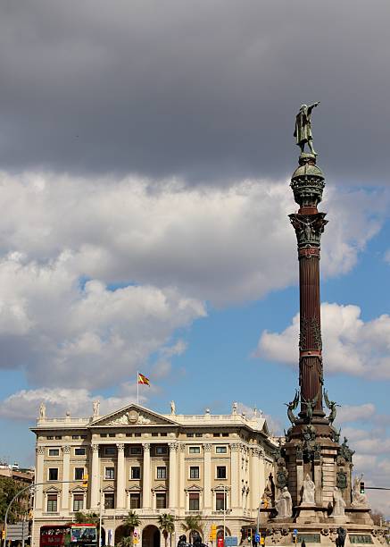 istock Christopher Columbus Monument and Government Building in Barcelona, Spain 2207790694