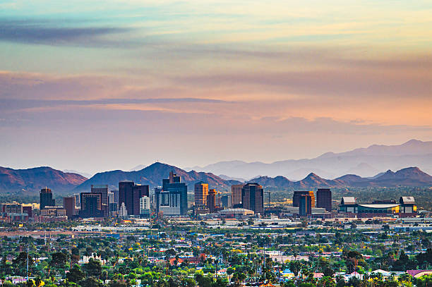 Phoenix, Arizona, USA downtown cityscape at dusk.