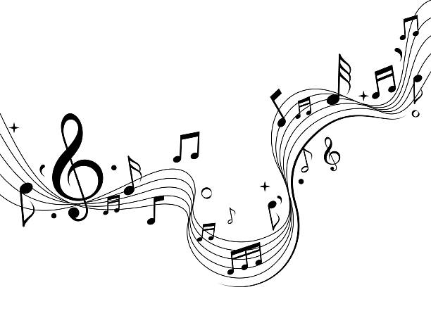 ilustrații de stoc cu șablon de linii muzicale - notă muzicală