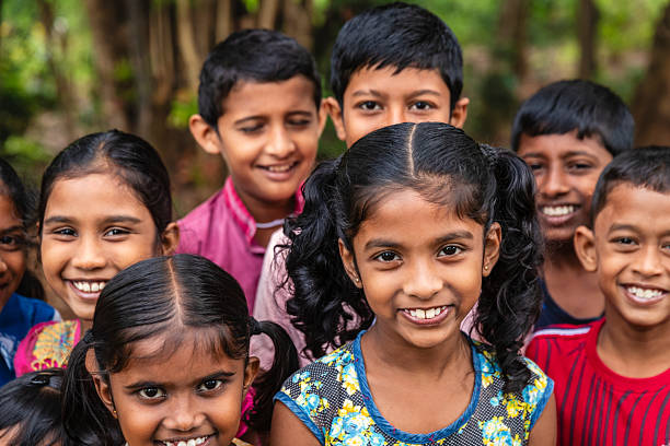 Group of happy children, Sigiriya, Ceylon (Sri Lanka)