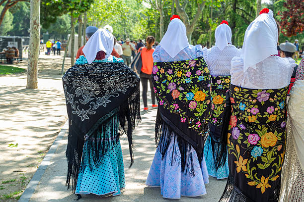 Madrid, Spain; May 15 2016:  Chulapas from Madrid enjoying San Isidro