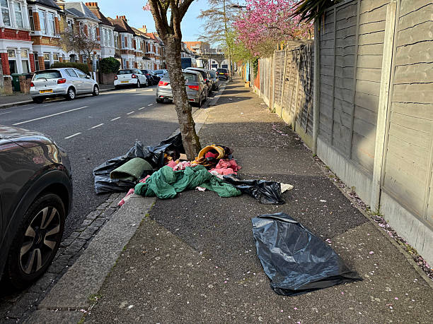 Fly tipping on a residential street in East London