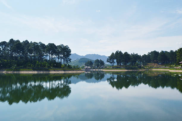 Moc Chau's lake reflection in Vietnam