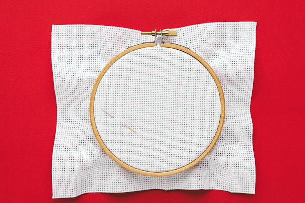 The hands of a woman embroidering