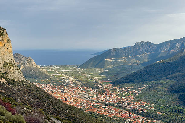 High angle view on Nikia village, Nisyros island, Dodecanese, Greece