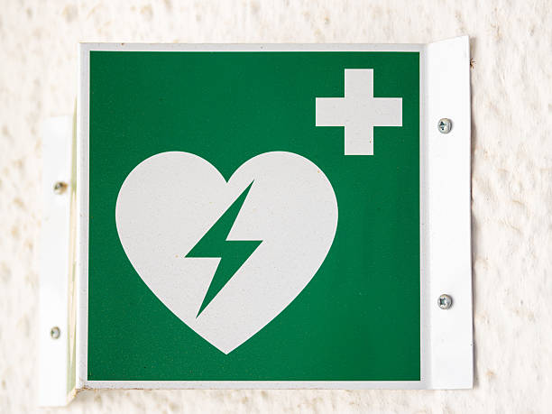 istock AED Location Sign with Heart and Lightning Bolt 2207834173