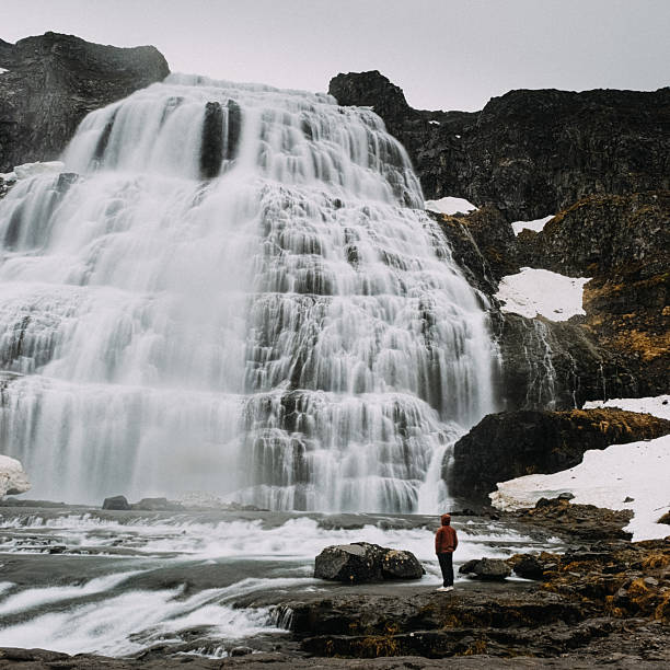 istock Person admiring Dynjandi waterfall in dramatic Westfjords, Iceland. 2207844221