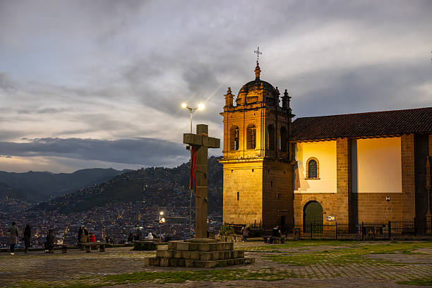 Peru, Cusco-March 12,2025: In the evening hours, Cusco’s main square offers a captivating atmosphere with its historic charm and vibrant crowds