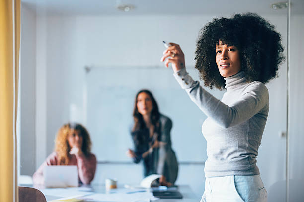 istock Confident Young Professional Giving a Presentation in a Modern Office Setting 2207850561