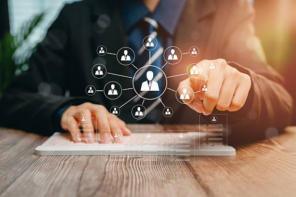 istock Businessman engaging in digital network management, Business concept 2207854569
