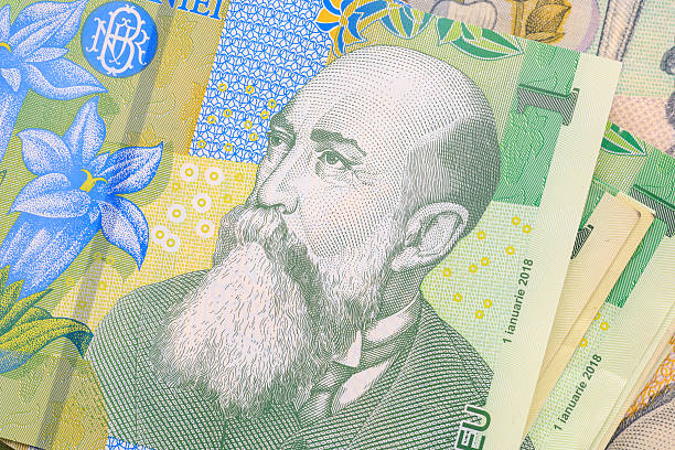 istock Romanian leu banknotes featuring prominent historical figures 2207865898