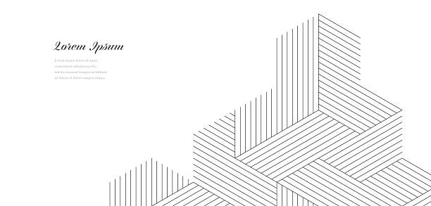 ilustraciones, imágenes clip art, dibujos animados e iconos de stock de líneas arquitectónicas abstractas. fondo de edificios geométricos. construcción tecnológica. concepto de arquitectura. - arquitectura