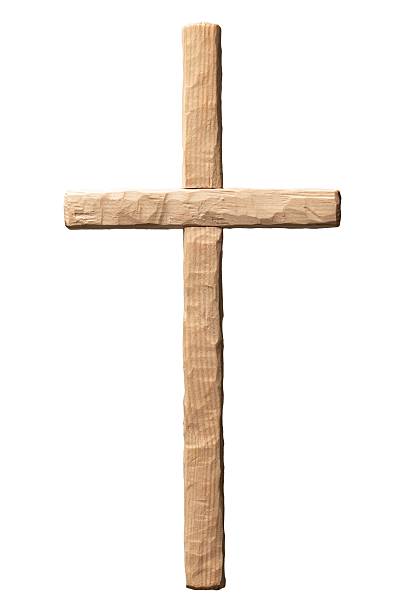 istock Simple wooden cross crafted from light-colored wood, displayed against plain background in minimalist style 2207871418