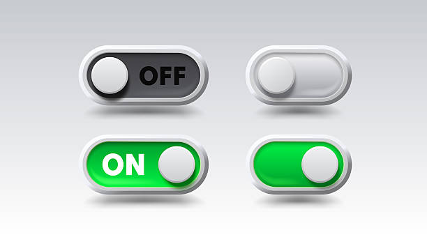 stockillustraties, clipart, cartoons en iconen met on off switch button ui isolated white background. vector illustration - in en uitschakelen