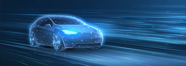 istock A modern car racing at high speed. Fast auto, green technology, sport vehicle. 2207873243