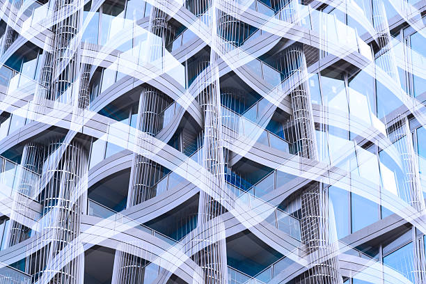Close-up and abstract background of modern corporate building facade.