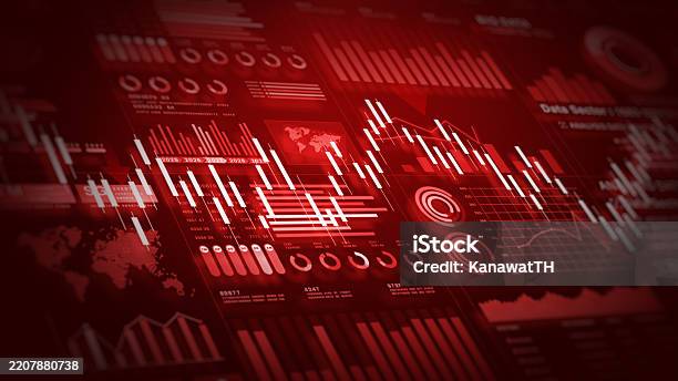 Datos Rojos Panel De Datos Financieros Con Tonos Rojos Gráficos De Acciones En ...