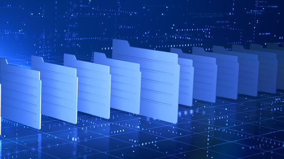 Digital File Folders In A Futuristic Cyber Environment Represent Data ...