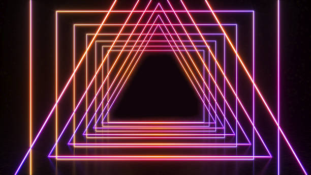 istock Abstract background technology square line neon light background,mock up stage for product presentation,3D rendering 2207881222